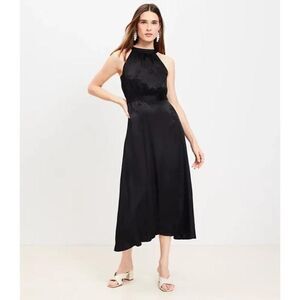 LOFT‎ Satin Jacquard Halter Midi Dress NEW
